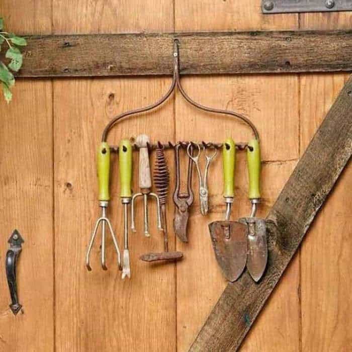 Recycled Rake Tool Storage