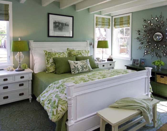 White and Green Women’s Bedroom Decor