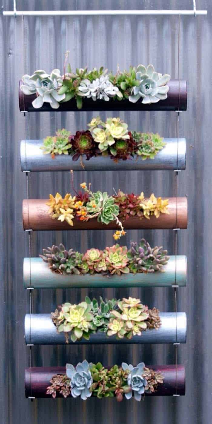 Colorful Painted Pipe Succulent Garden