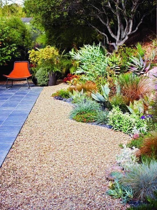 Freeform Gravel Edging Flower Bed Idea