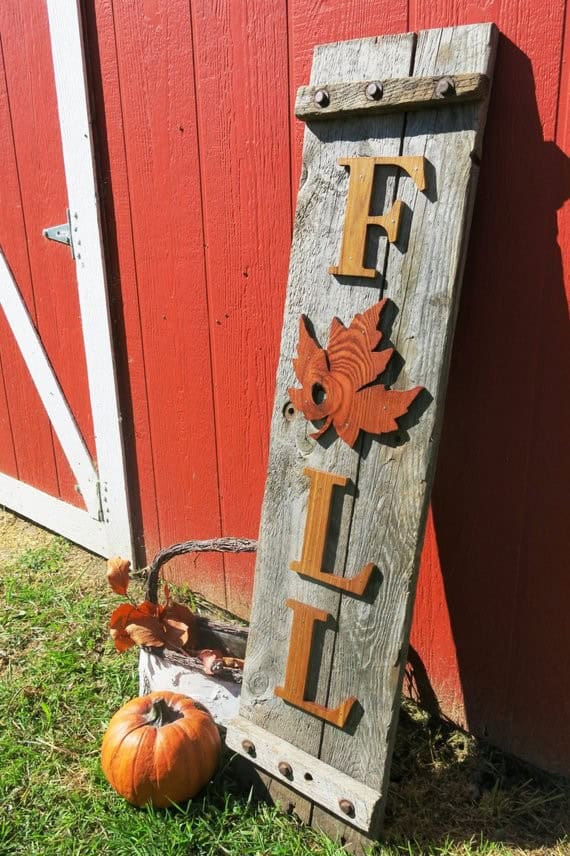 Decorate Your Porch with a Fall Rustic Sign