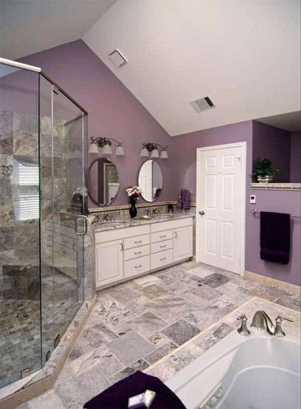 Create a Luxurious Bathroom Oasis with Purple and Marble