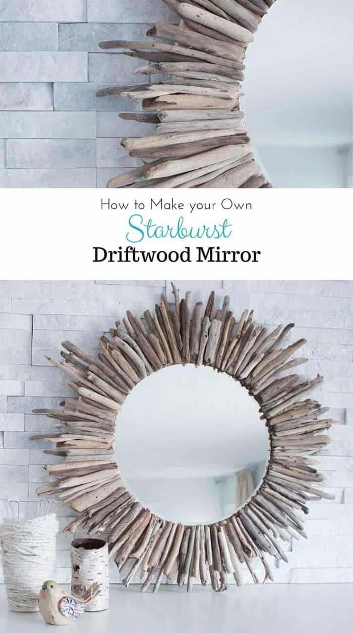 Make an Elegant Coastal Mirror with Pieces of Driftwood