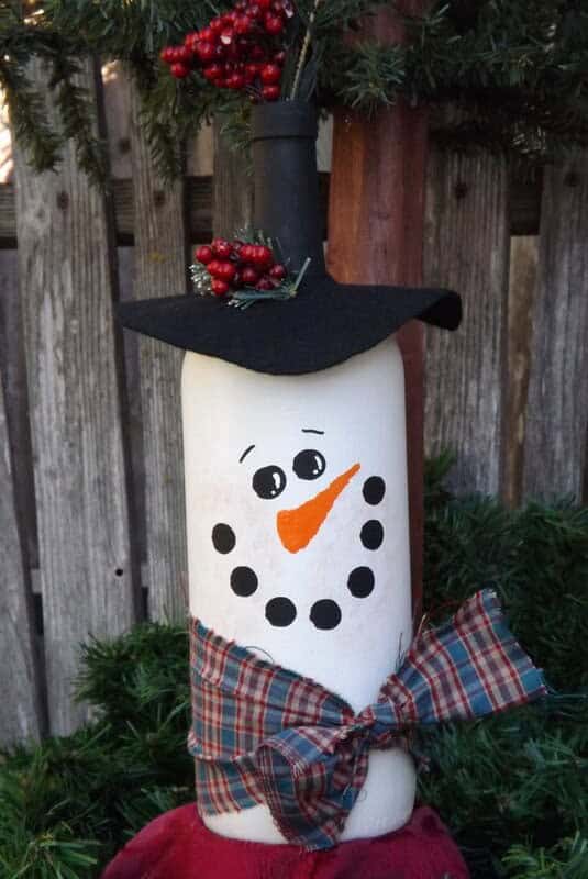 Make a Unique Snowman with a Wine Bottle and Acrylic Paints