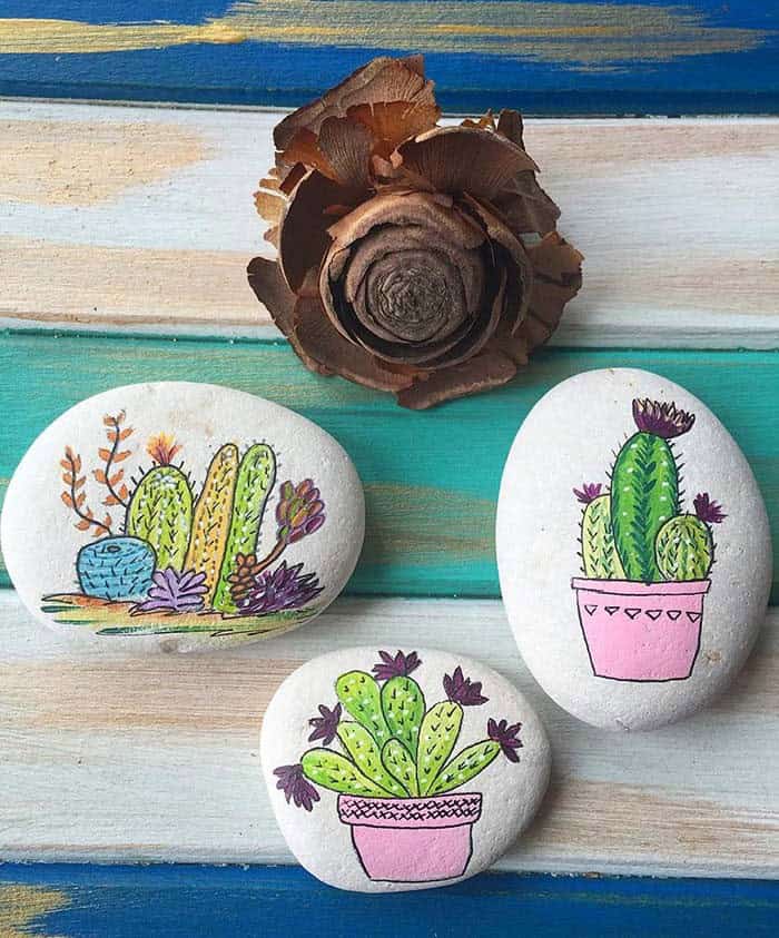 Cactus Painted Rock Ideas