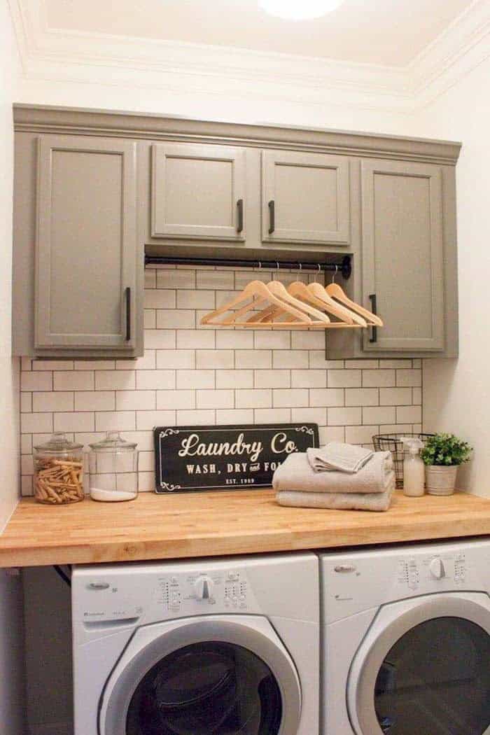 Subway Tile And Butcher Block Shelf