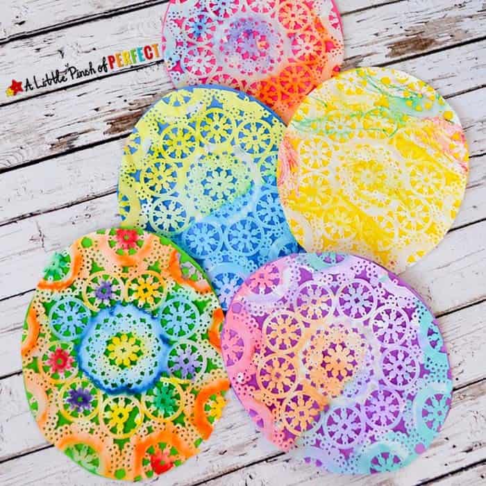 Colorful Doily Paper Easter Eggs