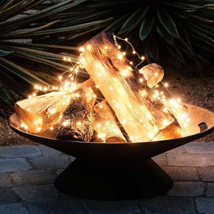 Quirky Fire Pit Shines With Fairy Lights