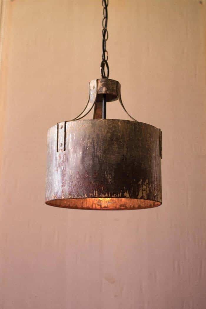 Upcycled Metal Cylinder Pendant Light Lamp