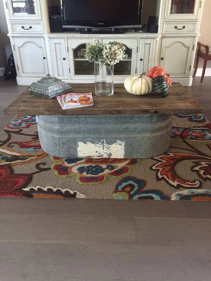 Galvanized Tub Coffee Table Crafted From Reclaimed Wood