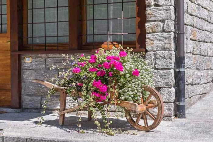 Blooming Wheelbarrow Fits on Your Porch