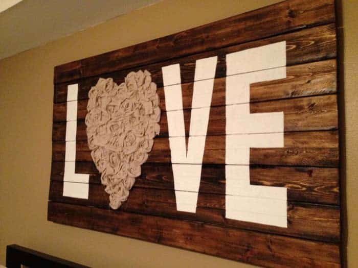 Profess Your Love with a Reclaimed Wood and Fabric Wall Art