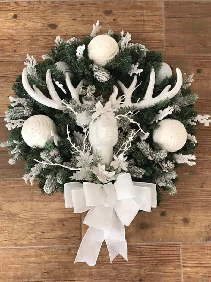 Stunning White Reindeer Wreath