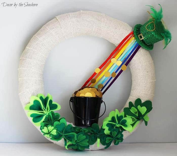 Add a Pot of Gold and Rainbow to a Burlap Wreath