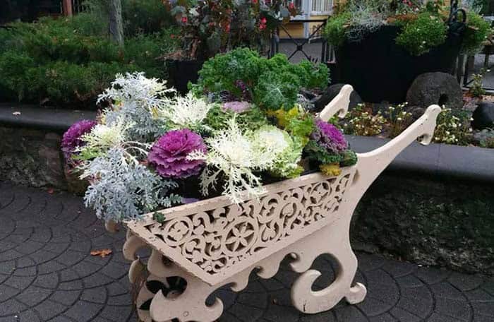 Stone Carved Planter Has Look of Wheelbarrow