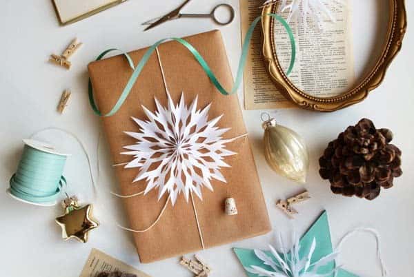 Add Flair to Gift Wrapping with Paper Snowflakes