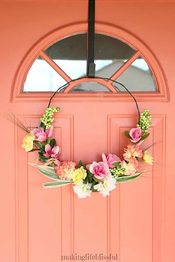 Dollar Store Floral Hoop Wreath