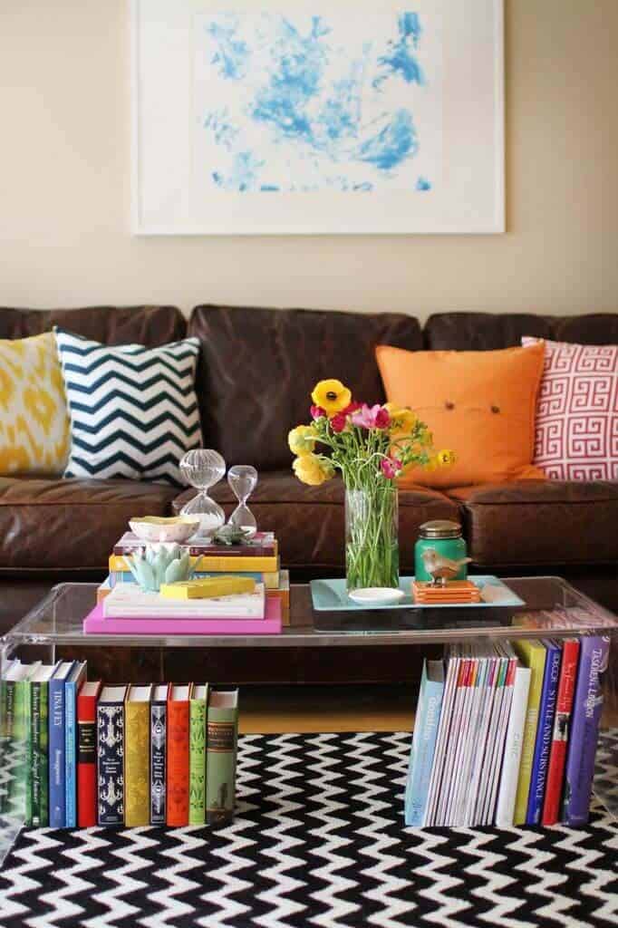 Books Bring Color, Texture to Acrylic Coffee Table