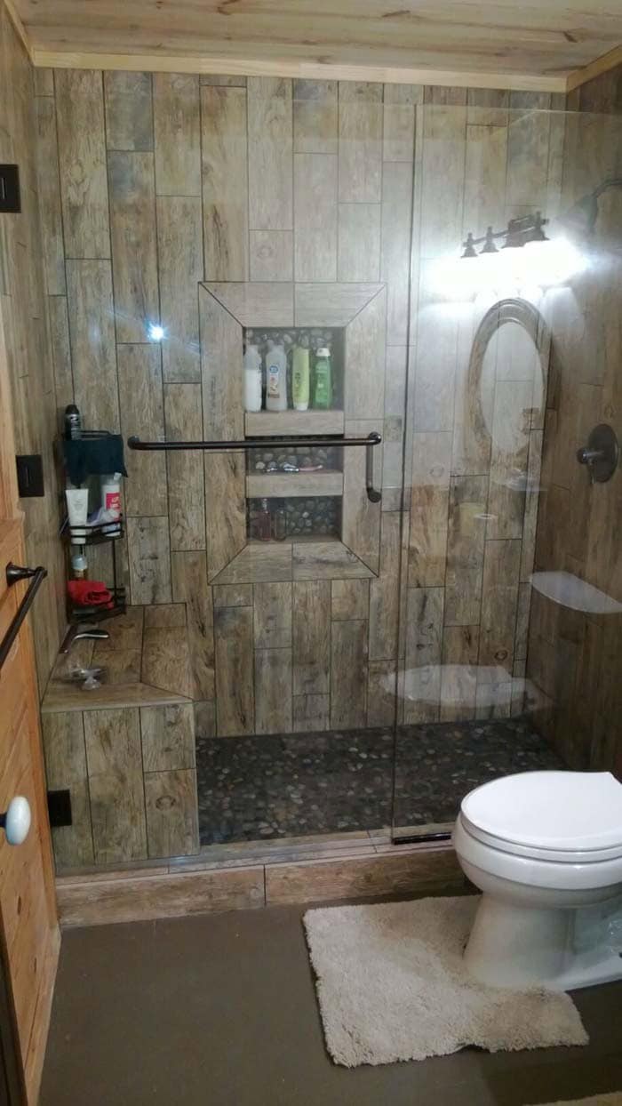 Cabin Look Wood Shower Tile