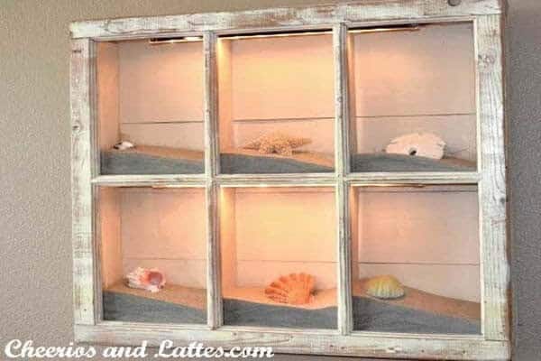 Coastal Display Inside Repurposed Window