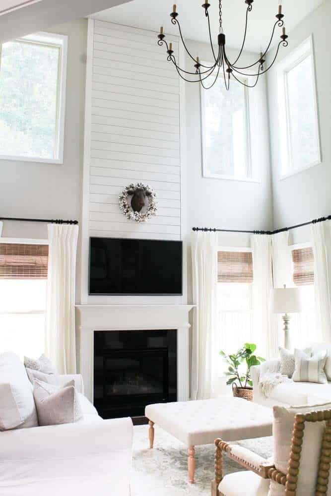 Farmhouse Minimalist Statement with Shiplap Fireplace Wall