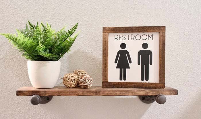 Rustic Wood Small Restroom Sign