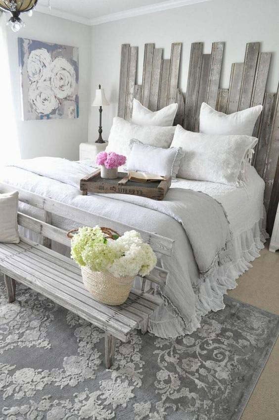 Gray Barn Wood Headboard Adds Rustic Style