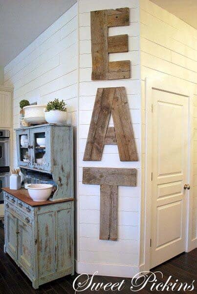 Rustic Wood Letters On An Unlikely Wall