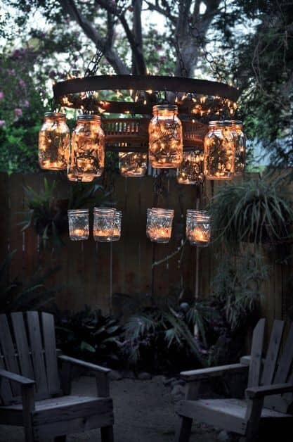 Enjoy Conversations Under Mason Jar Chandeliers