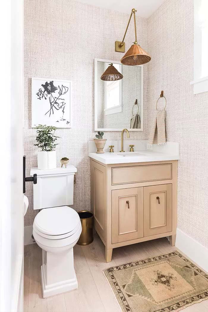 Brass Accents For Neutral Powder Room