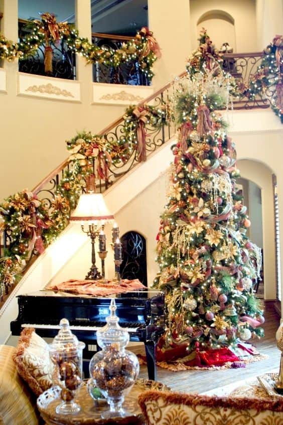 Create a Festive Atmosphere with Staircase and Tree Decor