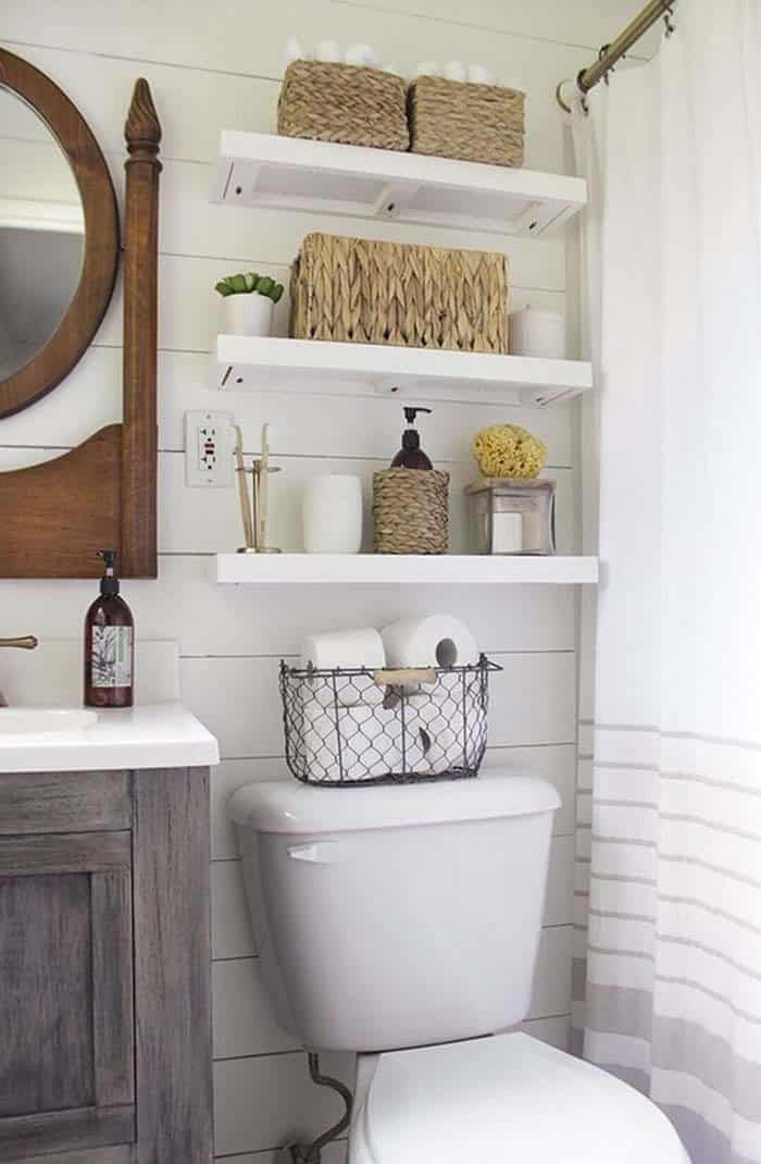 Floating White Shelves For Storage