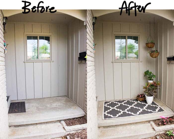 Add Decorative Rug and Flower Planters to Your Porch