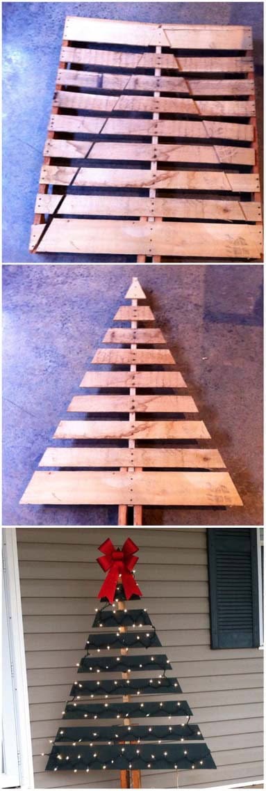 Revamp a Pallet Christmas Tree with Christmas Lights