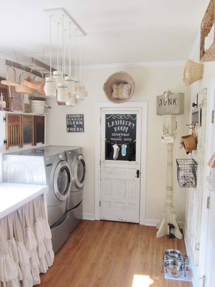 Farmhouse Laundry Room with a Chalkboard Door