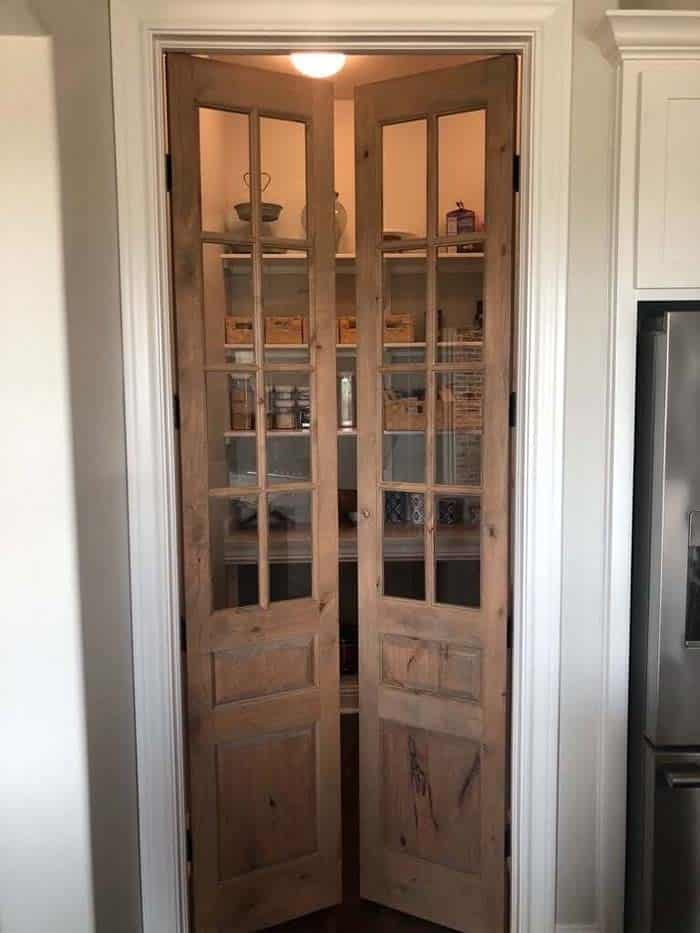 French Pantry Doors Have Warm Natural Finish