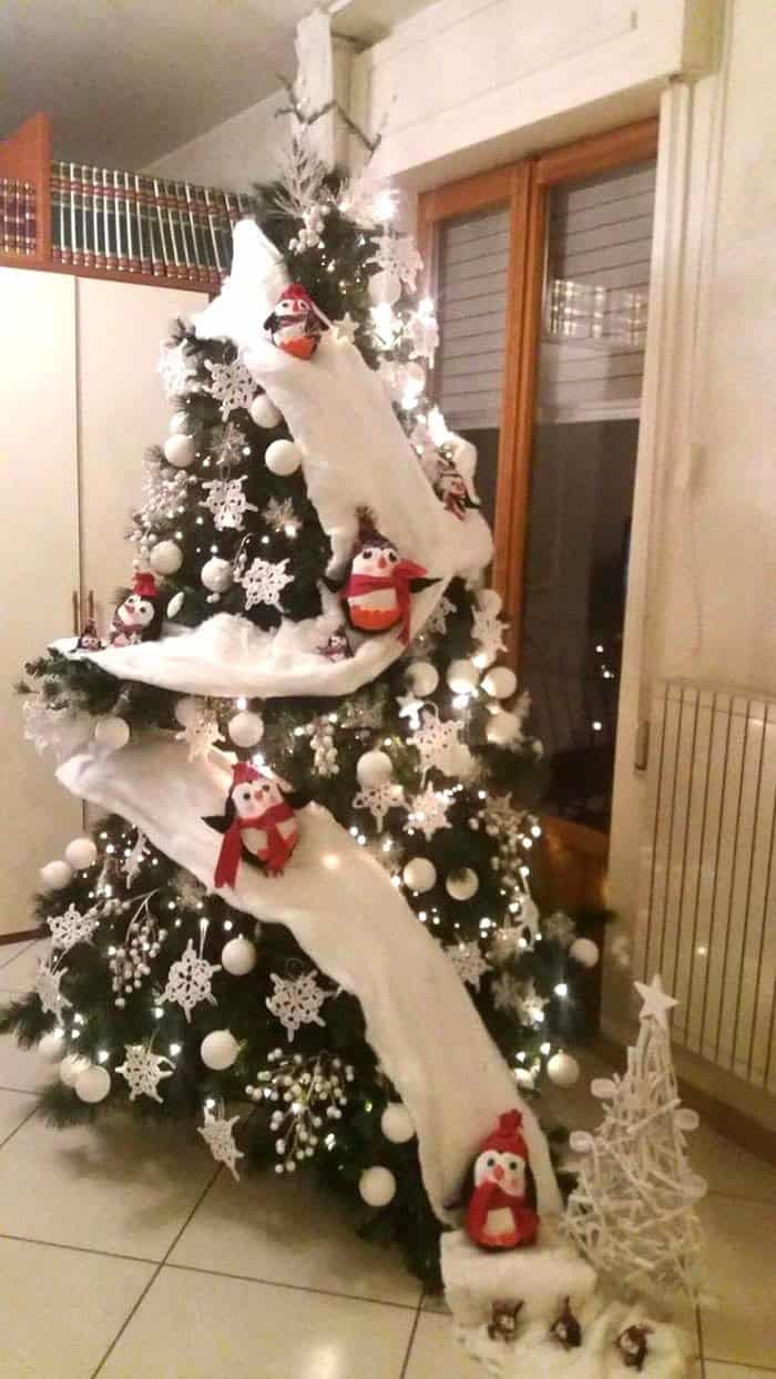 Add a Snowy Fabric Slide to Your Christmas Tree