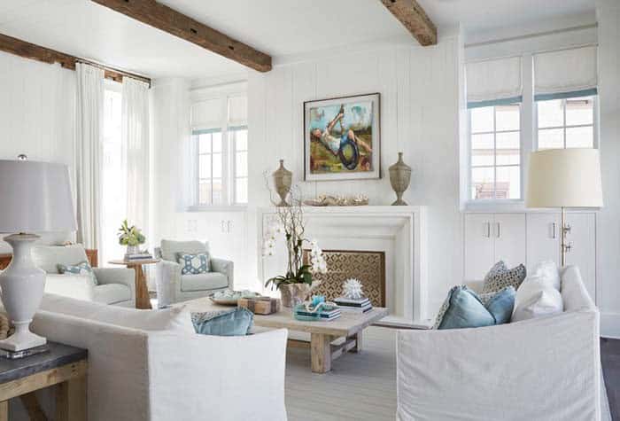 All White Living Room With Sandy Colored Accents