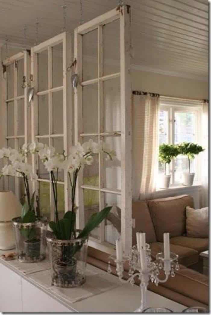 Room Partition From Hanging Window Frames