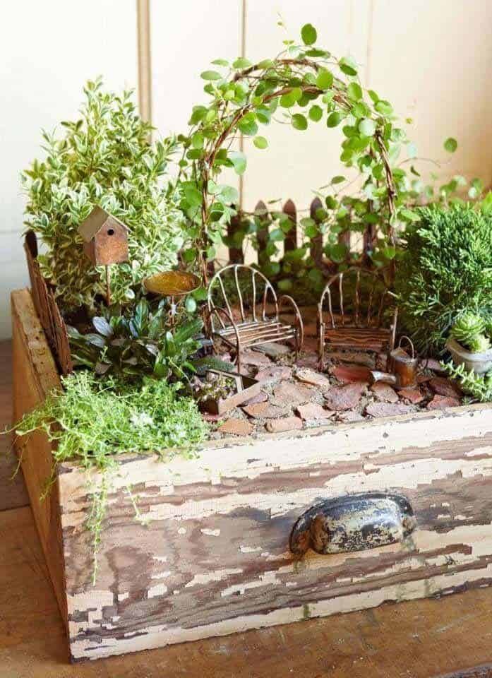 Upcycle an Old Drawer into a Rustic Fairy Garden