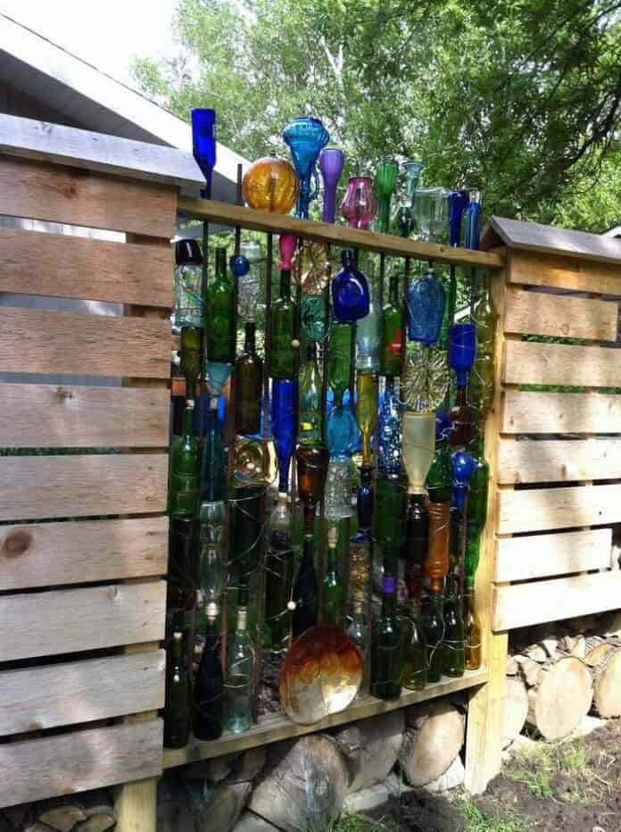 Wine Bottle Fence Adds Color And Shine