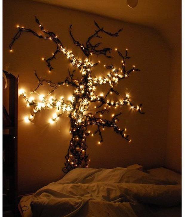 Glowing Tree Branches Feature Wall