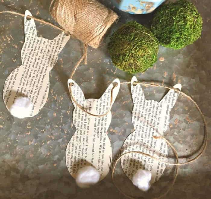 Craft Paper Bunnies and Moss Balls for Your Garland