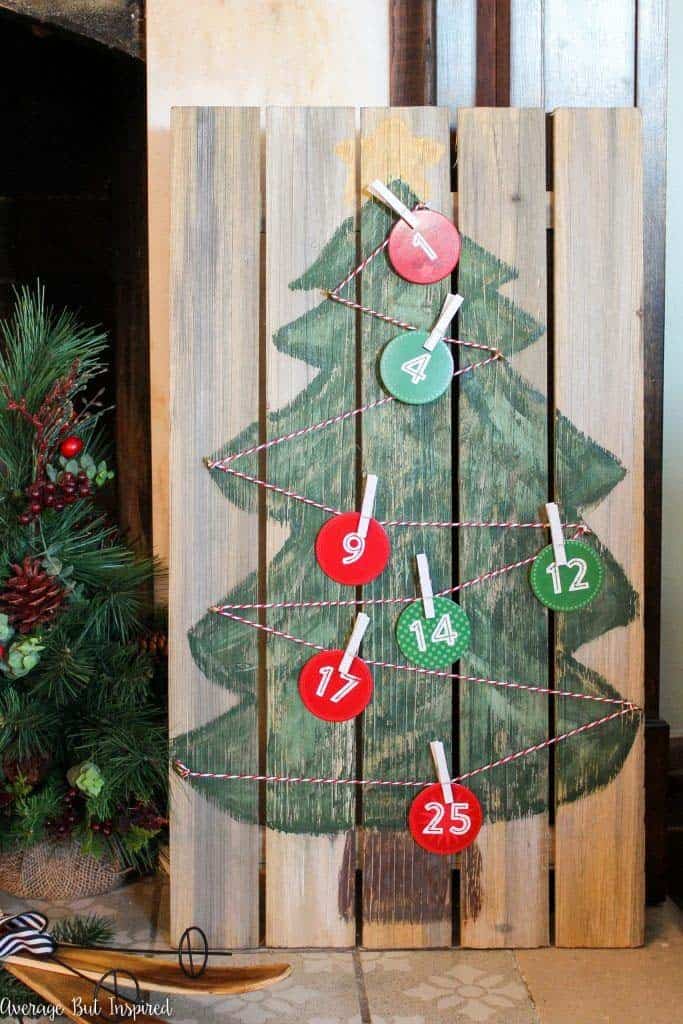 Painted Pallet Tree Advent Calendar