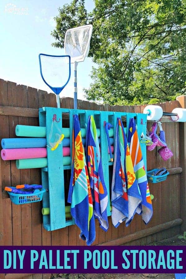 Repurpose A Pallet For Pool Organization