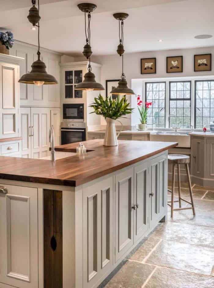 Organized Farmhouse Kitchen with Warm Khaki Cabinets