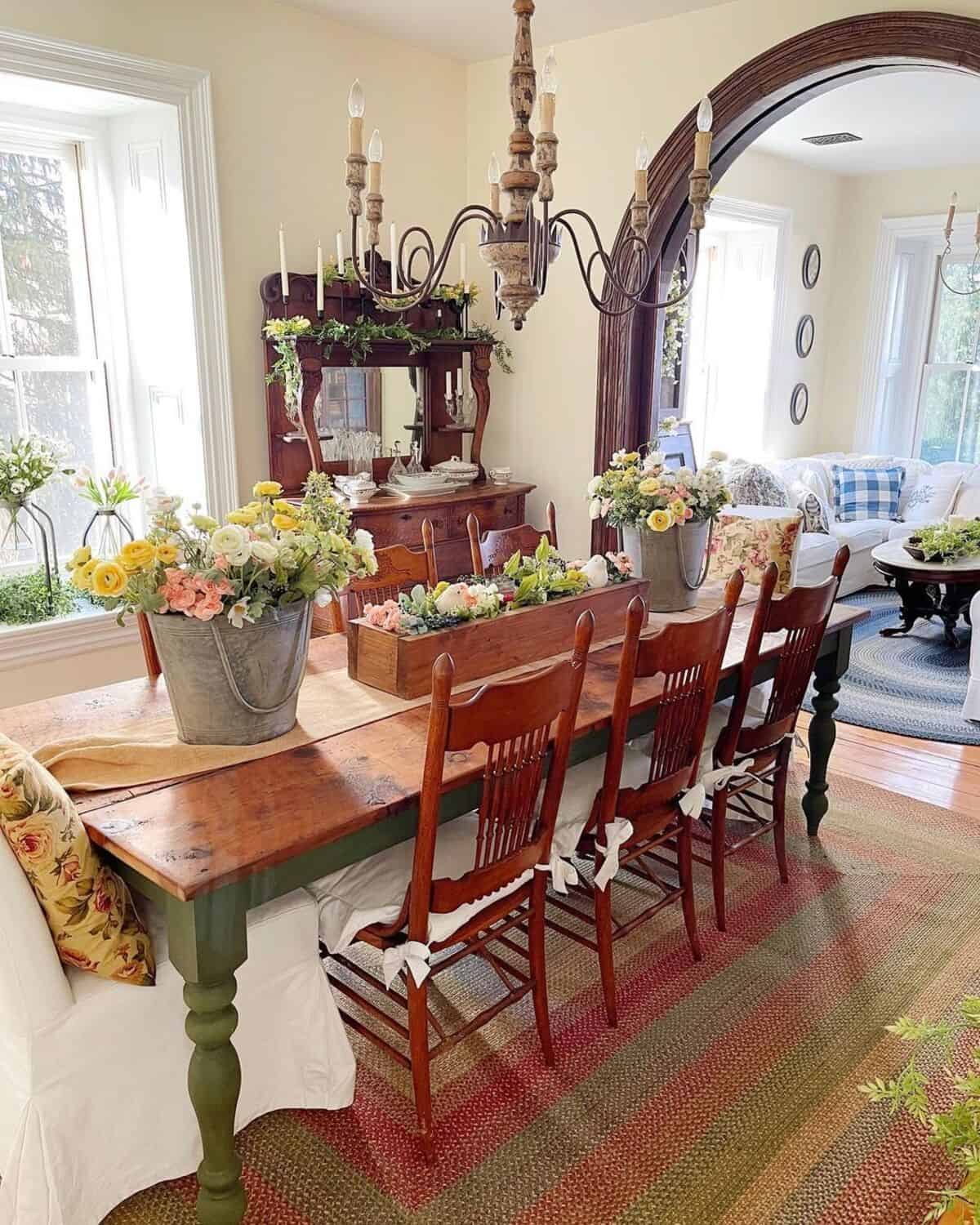 Rustic Centerpiece With Flowers