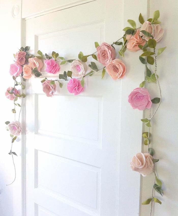 Spring Hued Felt Flower Garland