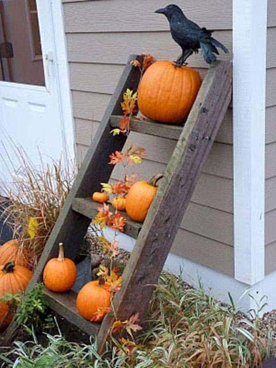 Upcycle a Ladder into a Chic Outdoor Fall Display