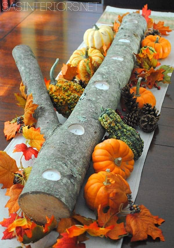 Bring Rustic Elegance with a Fall Log Table Runner